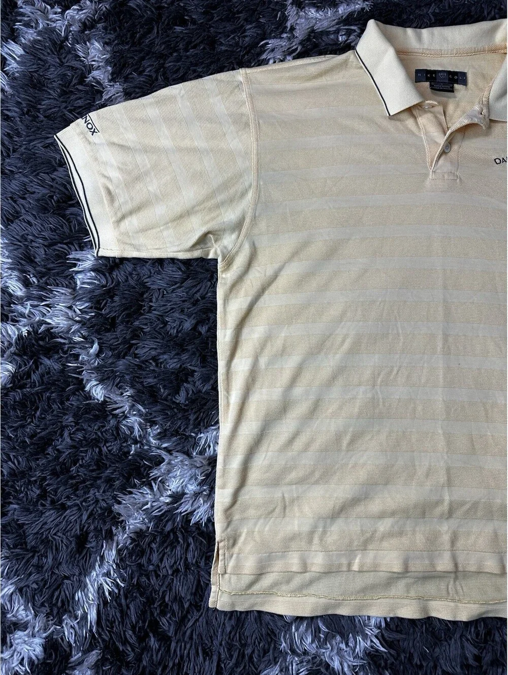 Vintage 90s Nike Golf Polo Shirt Mens Large Yellow Dakota Dunes Open Striped